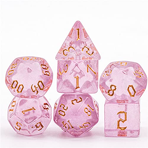 Dados de polvo de hadas Dados rosa Shimmer Dice Polyhedral D&D Dice para mazmorras y dragones y tablero RPG