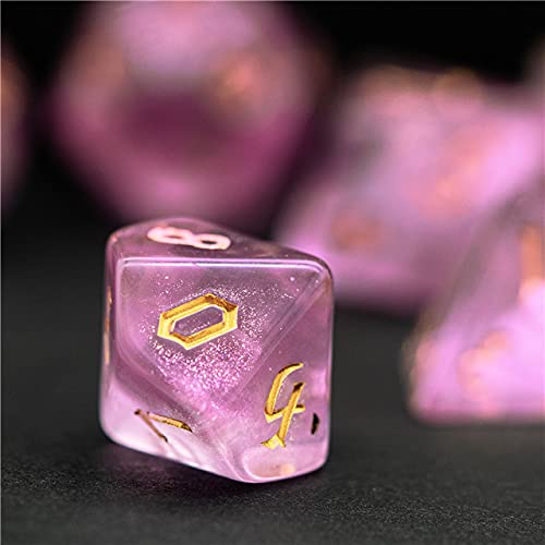 Dados de polvo de hadas Dados rosa Shimmer Dice Polyhedral D&D Dice para mazmorras y dragones y tablero RPG