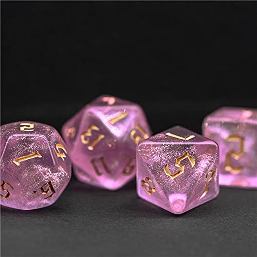 Dados de polvo de hadas Dados rosa Shimmer Dice Polyhedral D&D Dice para mazmorras y dragones y tablero RPG