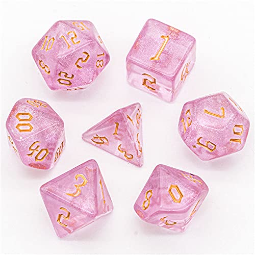 Dados de polvo de hadas Dados rosa Shimmer Dice Polyhedral D&D Dice para mazmorras y dragones y tablero RPG