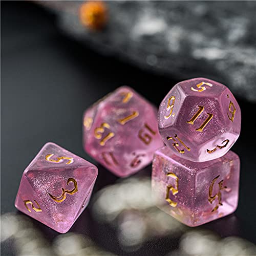 Dados de polvo de hadas Dados rosa Shimmer Dice Polyhedral D&D Dice para mazmorras y dragones y tablero RPG