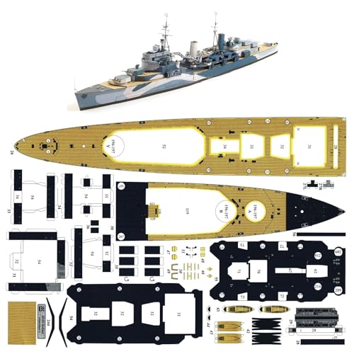 DAGIJIRD Juego de modelo de barco crucero ligero de papel a escala 1/400, modelo británico Belfast Light Cruiser Battleship (kit sin montar)