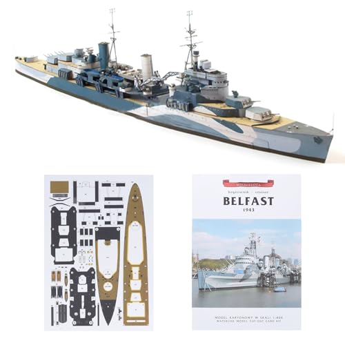 DAGIJIRD Juego de modelo de barco crucero ligero de papel a escala 1/400, modelo británico Belfast Light Cruiser Battleship (kit sin montar)