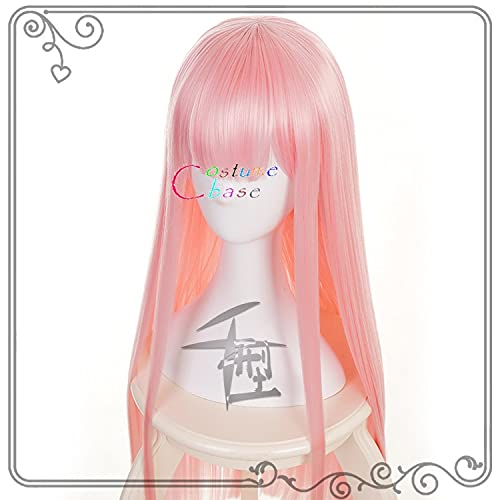 Darling In The Franxx 02 Zero Two 100Cm De Largo Rosa Juego De Rol Disfraces De Halloween Cosplay Fiesta De Pelo Sintético + Gorra De Peluca Gratis