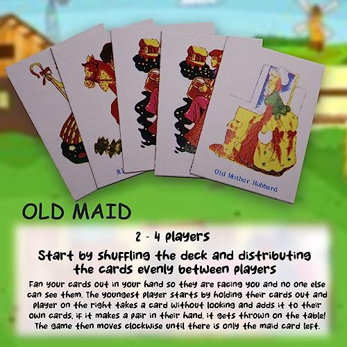 D.A.Y. Republic Paquete de 3 barajas de juegos de cartas clásicos tradicionales para niños, Old Maid, Donkey and Snap, ideal para viajes y juegos familiares (3 juegos de cartas clásicos para niños)