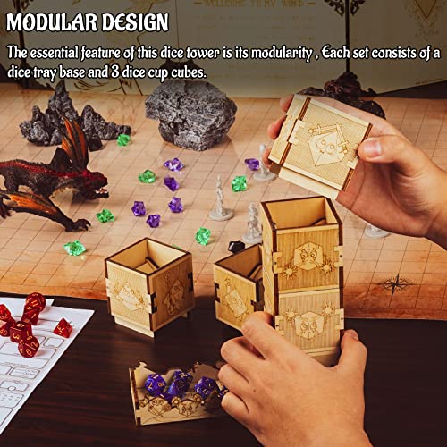 D&D - Juego de dados modular de madera grabada con láser, 12 clases lindas rodillos, perfecto para juegos de mesa y juegos de mesa