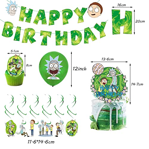 Decoración Cumpleaños Rick and Morty Cumpleaños Globos Rick and Morty Globos Decoracion Rick and Morty Decoración Fiestas Cumpleaños Rick y Morty Pancarta Rick y Morty Decoración Tarta Cumpleaños