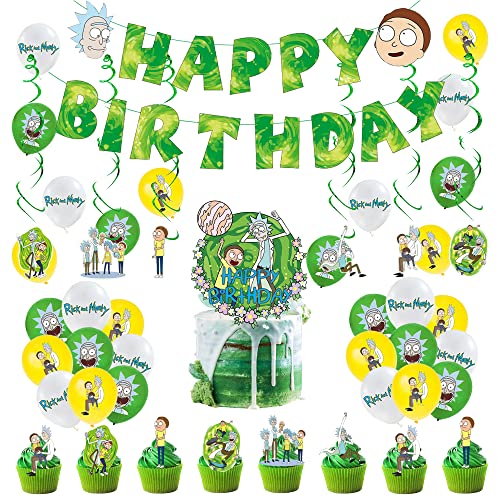 Decoración Cumpleaños Rick and Morty Cumpleaños Globos Rick and Morty Globos Decoracion Rick and Morty Decoración Fiestas Cumpleaños Rick y Morty Pancarta Rick y Morty Decoración Tarta Cumpleaños