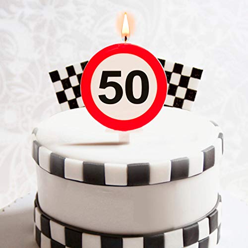 Dekora - Vela Cumpleaños con Señal de Prohibido para Decoracion de Tartas - Numero 50