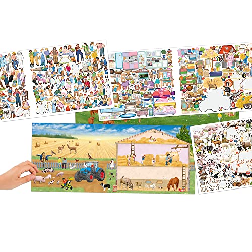 Depesche 12503 Create your Farm - Libro para colorear y pegatinas con 24 páginas para diseñar hermosos mundos de animales, cuaderno para colorear con 3 hojas de pegatinas