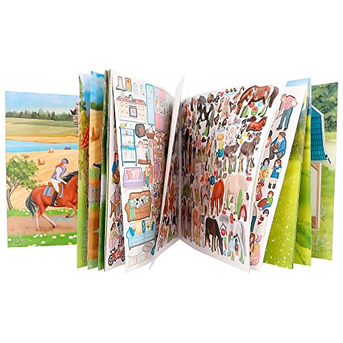 Depesche 12503 Create your Farm - Libro para colorear y pegatinas con 24 páginas para diseñar hermosos mundos de animales, cuaderno para colorear con 3 hojas de pegatinas