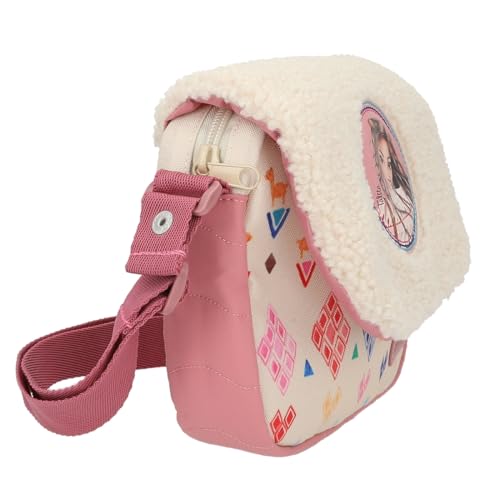 Depesche 12588 TOPModel Cosy-Bolso Bandolera con Felpa, Parche de corazón, Detalles Acolchados y botón de presión