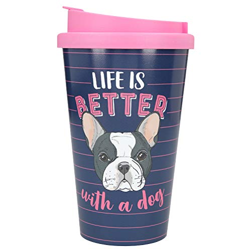 Depesche 2180.032 To-Go - Taza de plástico con texto Life is Better with a Dog, multicolor