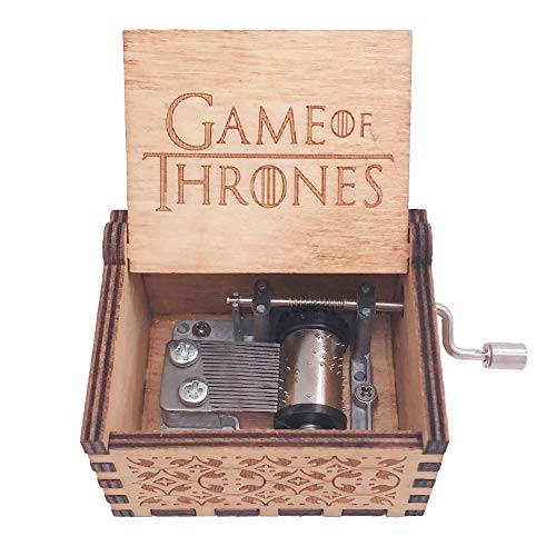 (Design1) - Music box Hand Crank Musical Box Carved Wooden,Tune:the Theme Song of Game of Thrones