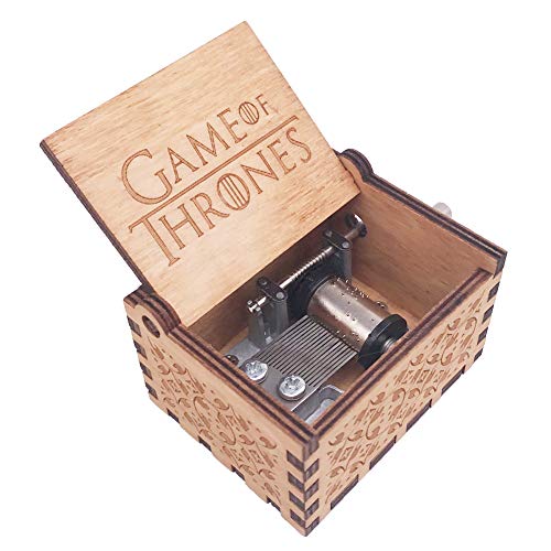 (Design1) - Music box Hand Crank Musical Box Carved Wooden,Tune:the Theme Song of Game of Thrones