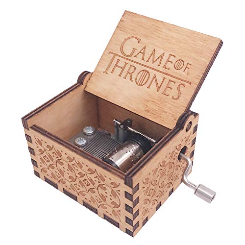 (Design1) - Music box Hand Crank Musical Box Carved Wooden,Tune:the Theme Song of Game of Thrones