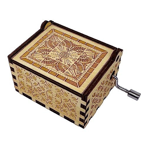 (Design1) - Music box Hand Crank Musical Box Carved Wooden,Tune:the Theme Song of Game of Thrones