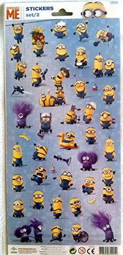 Despicable Me 2 Minion Lote de 2 hojas de diferentes modelos de pegatinas que representan personajes y otros logotipos de los Minions