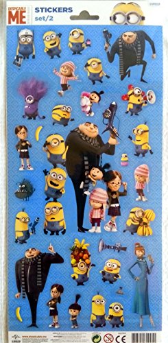 Despicable Me 2 Minion Lote de 2 hojas de diferentes modelos de pegatinas que representan personajes y otros logotipos de los Minions