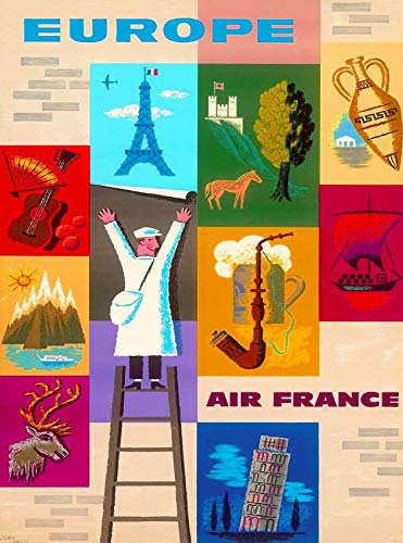 DHArt 1000 Piece Wood Jigsaw Puzzle Europe France Airline Vintage Travel Wall Decor Advertisement Art Adult Children Kid Grownup Lovers Wooden Puzzles Gift Toy