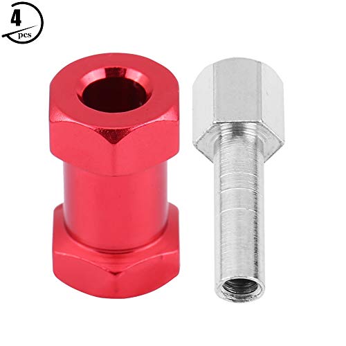 Dilwe RC Coche Adaptador Hexagonal, 4 unids Metal Wheel Hub Adaptador para D90 AX10 CC01 SCX10 F350 Control Remoto Rastreador(20 mm Rojo)