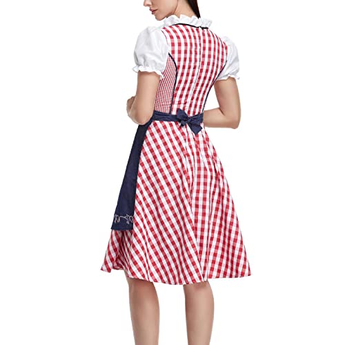 Dirndl Damen Midi Deutsches Kleid Oktoberfest DamenOutfit Trachtenrock Kleid Trachtkleid Trachtenmode Delantal Übergröße Dirndlbluse und Dirndlschürze Elegant für Oktoberfest besondere Anlässe, C