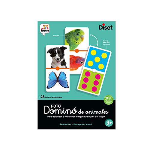 Diset - Domino Photo Animals, Juego de dominó fotográfico con animales a partir de 3 años