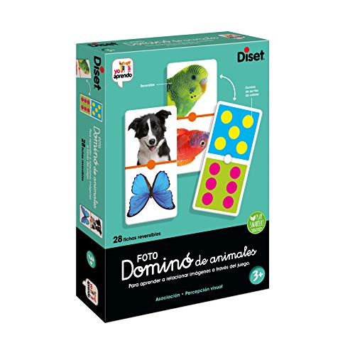 Diset - Domino Photo Animals, Juego de dominó fotográfico con animales a partir de 3 años