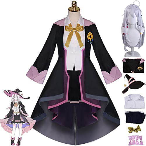 Disfraz de bruja errante de anime The Journey of Elaina, disfraz de Elaina, uniforme de juego de rol, conjunto completo, traje de fiesta de Halloween con sombrero de peluca para mujeres y niñas (XXL)