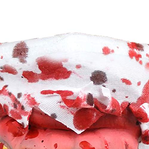 Disfraz de Halloween con cara de zombie, accesorio de cirujano sangriento con dientes caníbales de látex atados – Talla única para adultos – Perfecto para Halloween (Caníbal – 16 dientes)