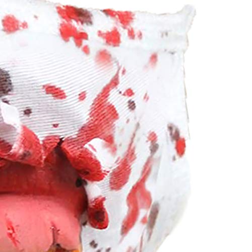 Disfraz de Halloween con cara de zombie, accesorio de cirujano sangriento con dientes caníbales de látex atados – Talla única para adultos – Perfecto para Halloween (Caníbal – 16 dientes)