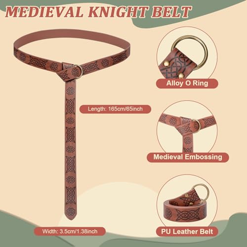 Disfraz de nigromante de Halloween, Cinturón de cuero de imitación medieval + Bolso Vikingo de cuero con Cordón, para Cosplay Accesorios de disfraz de bruja mago de Carnaval de Halloween