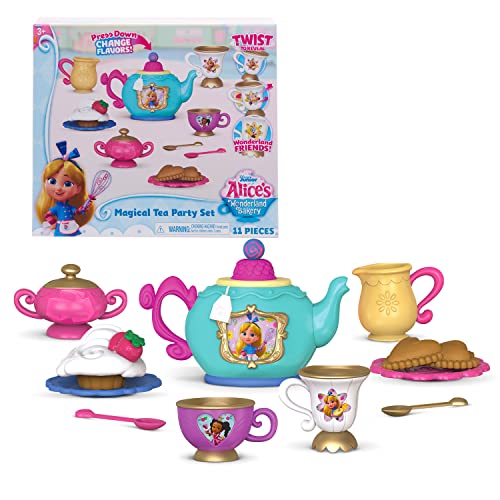 Disney Junior Alice's Wonderland Bakery Tea Party, juego de té para niños para 2, juguetes para niños con licencia oficial para niños a partir de 3 años de Just Play