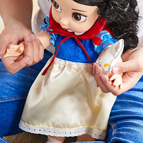 Disney Store: muñeca de Princesa niña Coleccionable de Blancanieves (colección Animators), 39 cm, Pelo enraizado y Traje realistas, Juguete de pájaro en Raso Acolchado, para Mayores de 3 años