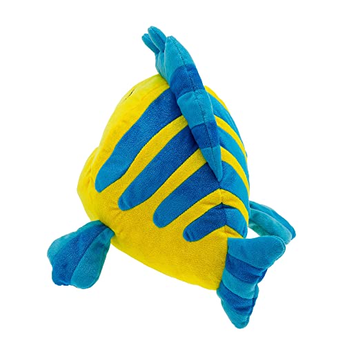 Disney Store Peluche Mediano de Flounder, La Sirenita, Mide 34,5 cm, el Mejor Amigo de Ariel, pez de Peluche con Detalles Bordados y Acabado Brillante, Apto para recién Nacidos