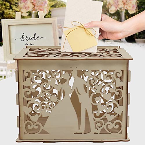 Diy Caja de Madera Hueca Decoración Hollowout Boda Tarjeta de Visita Caja de Tarjeta de Regalo Caja de Tarjeta de Visita Caja de Dinero Caja de Madera de Boj para Iniciar Sesión Adorno de Caja Cajas