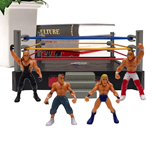 DMAIS Juguetes de Lucha Libre, Juego de Figuras de Lucha Libre, Juguetes de guerreross Luchadores con Anillo y Figuras de acción de Luchadores, Juego de Juguetes de Lucha Libre para niños