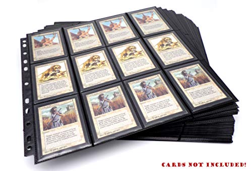 docsmagic.de 50 24-Pocket Playset Pages Black - Sideloading - MTG PKM YGO - 11-Hole - Pagina Negra