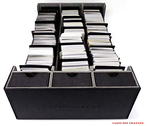 docsmagic.de Premium 3-Row Trading Card Storage Box Black + Trays & Divider - MTG PKM YGO - Tarjetas Coleccionables Caja de Almacenaje Negra