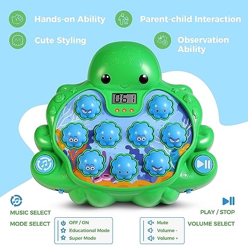 Doloowee Juego Whack a Mole, golpear el topo juguete interactivo para niños, juguete a partir de 3 años (verde)