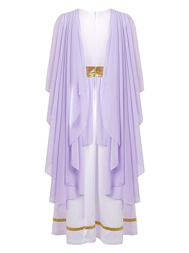 dPois Vestido de Diosa Griega para niña disfraz griego de Toga antigua Disfraz de Imperio Romano Disfraces de Cosplay Carnaval Halloween Lavanda 11-12 años