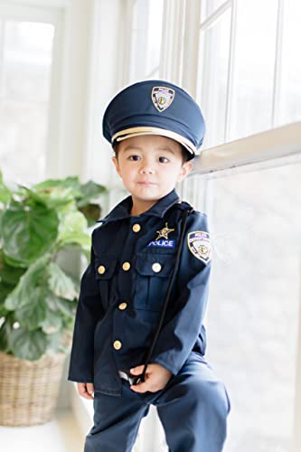 Dress Up America Disfraz De Policía Para Niños - Disfraz De Policía De Juego De Rol Para Niños - Conjunto De Camisa, Pantalones, Gorro, Cinturón, Silbato, Funda Para Pistola Y Walkie Talkie De Policía