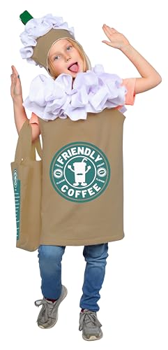 Dress Up America Lindo Disfraz de Capuchino/Frappuccino/Latte para Niños y Niñas Disfraz de Café para Niños Unisex Niños