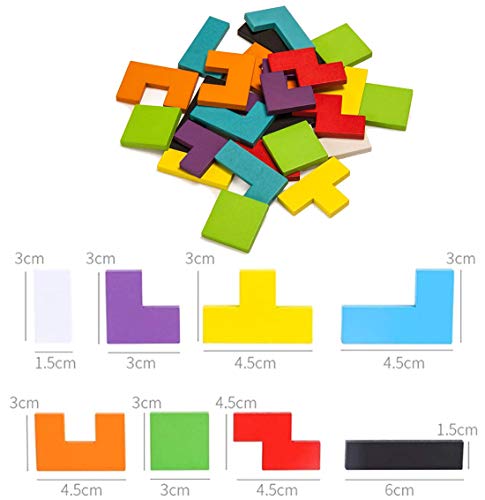 EACHHAHA Juguete de Rompecabezas de Madera con 40 Piezas, Rompecabezas de Agudeza Mental IQ, Juguete Educativo de Rompecabezas, Rompecabezas de Tangram, Adecuado para Niños de 4 5 6 y 7años