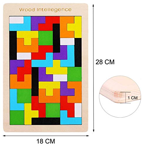 EACHHAHA Juguete de Rompecabezas de Madera con 40 Piezas, Rompecabezas de Agudeza Mental IQ, Juguete Educativo de Rompecabezas, Rompecabezas de Tangram, Adecuado para Niños de 4 5 6 y 7años