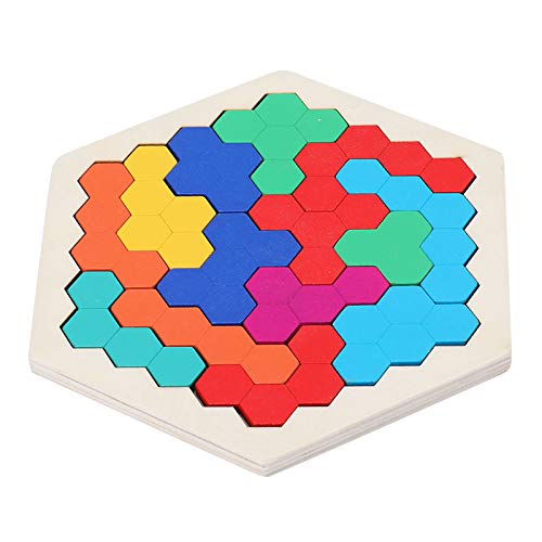 EACHHAHA Juguetes de Rompecabezas de Hexágonos de Madera, Bloques de Rompecabezas de Madera para Desafiar la Mente, Juguetes Educativos de Rompecabezas, Tangram para Niños de 4, 5, 6 y 7Años