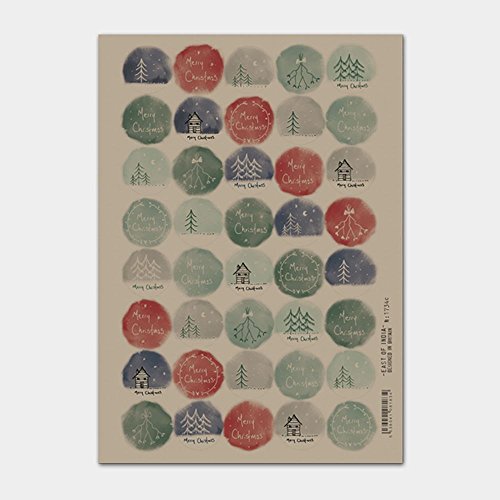 East of India Christmas hand drawn stickers sheet of 40