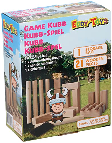 Eddy Toys Juego de Kubb - Ajedrez Vikingo - Madera - con Bolsa de Almacenamiento - Pequeño