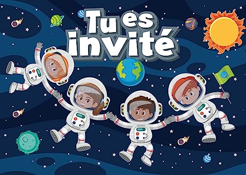 Edición Colibri 10 Tarjetas de invitación ASTRONAUTES en francés para un cumpleaños infantil o para una fiesta espacio/cosmos de (11134 ES)