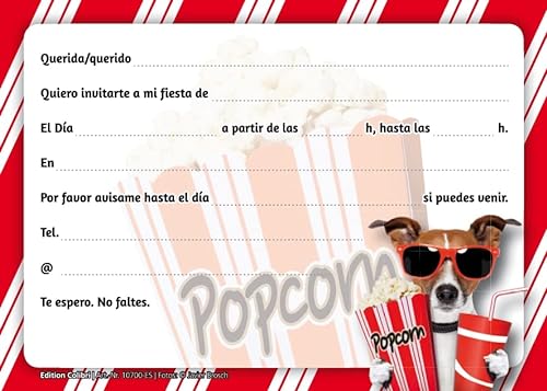 Edition Colibri 10 Invitaciones cumpleaños infantil en español “CINE“: Juego de 10 invitaciones con un perro divertido (10700 ES)